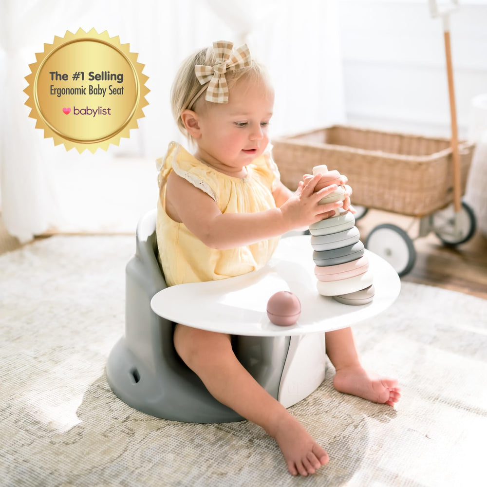 Upseat booster with tray attached for secure feeding setup