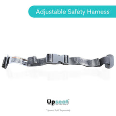 Upseat safety harness buckle closeup demonstrates durable hardware for easy, reliable replacement.