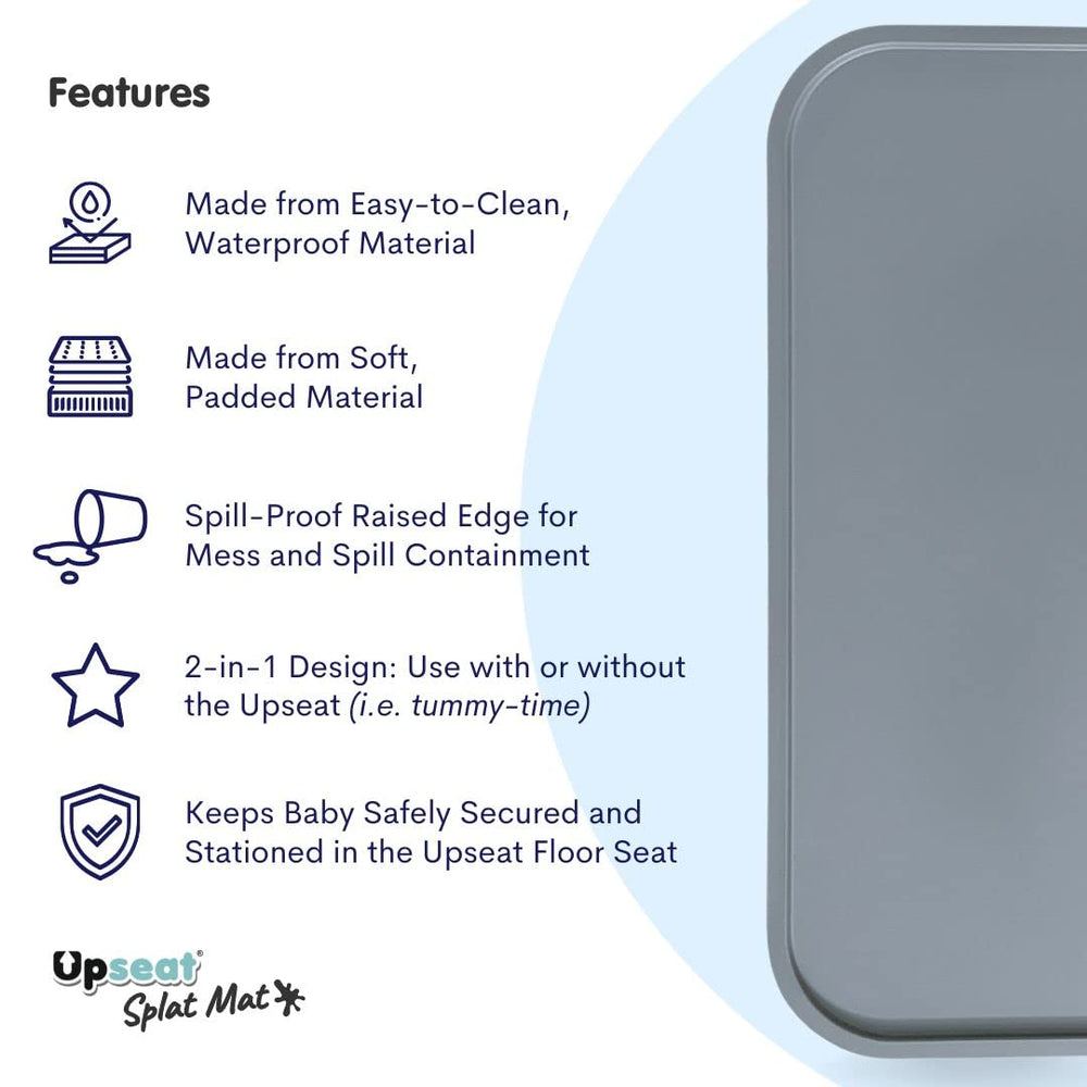 Upseat Splat Mat large surface catches spills and drips effectively.