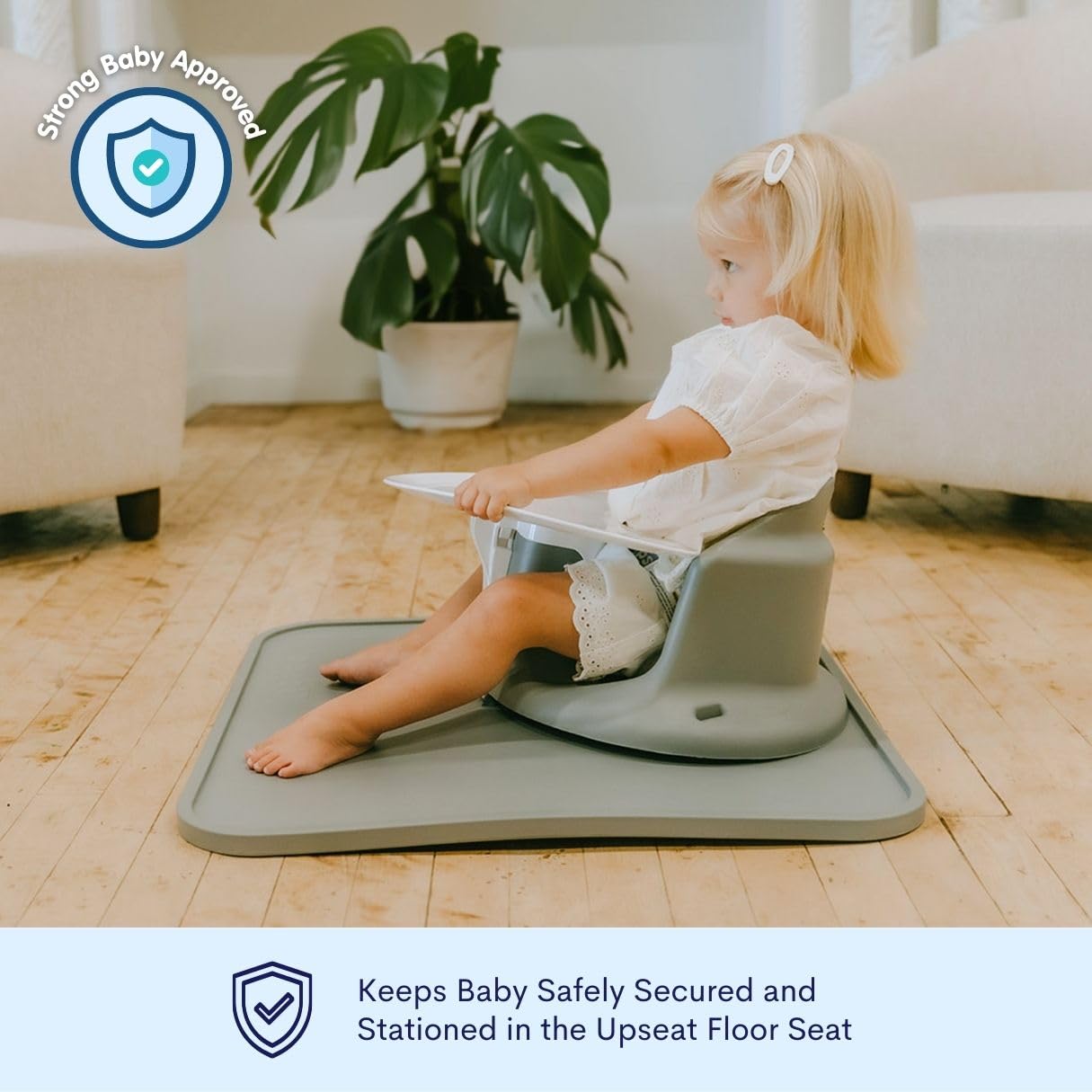 Upseat Splat Mat waterproof material wipes clean quickly after spills.