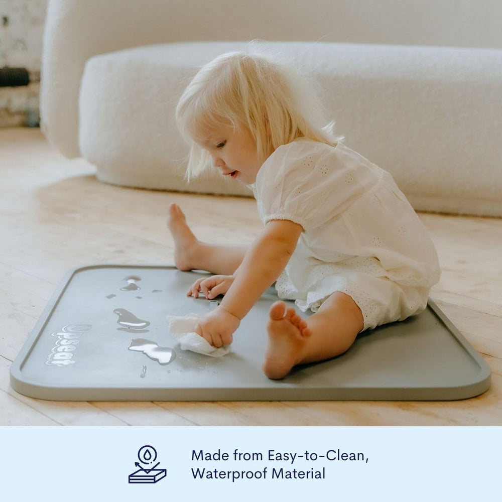 Upseat Splat Mat perfect for tummy-time or mealtime mess containment.