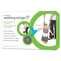 UpSpring Baby Walking Wings gray back view highlights secure fit and breathable fabric.