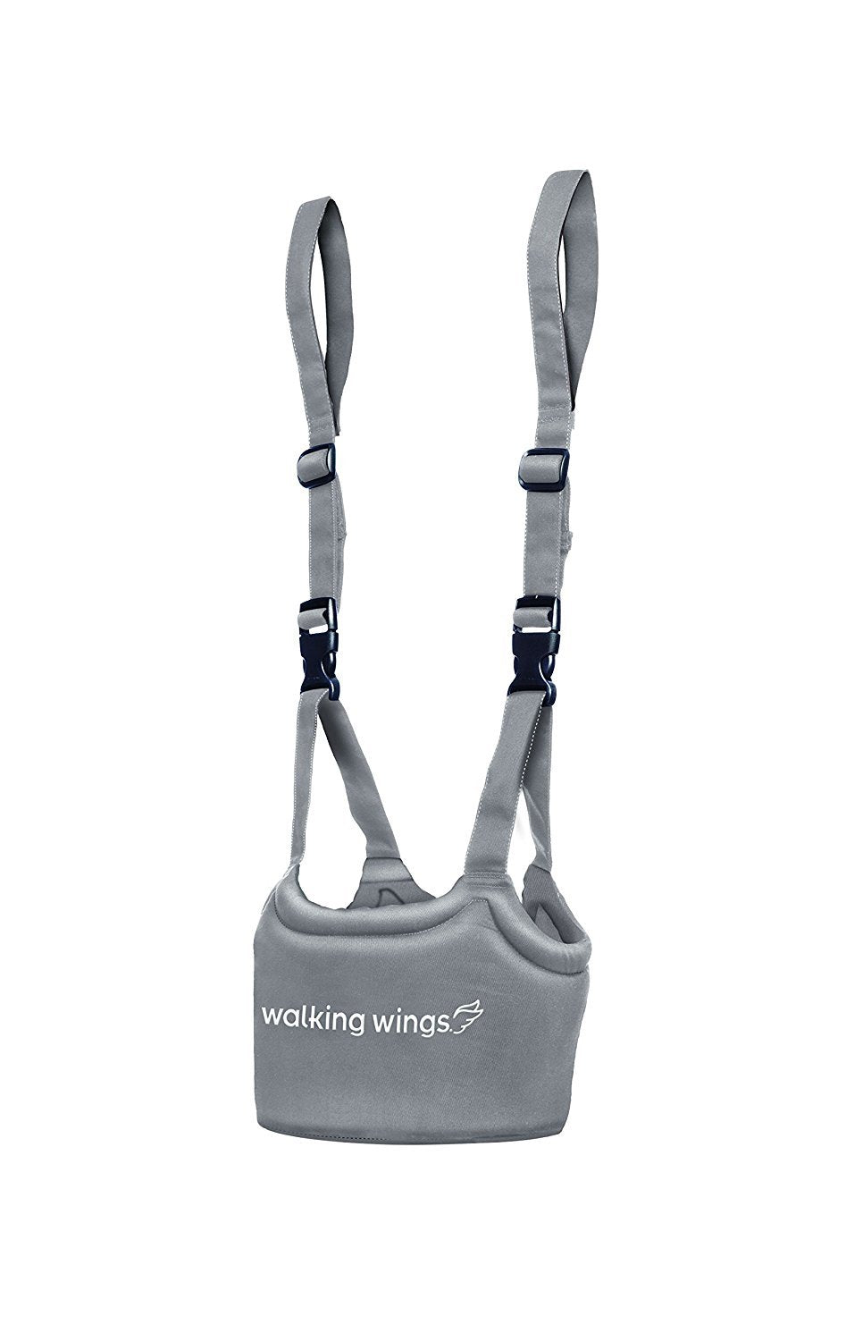 UpSpring Baby Walking Wings gray front view shows gentle support for early steps.