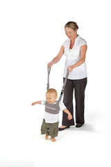 UpSpring Baby Walking Wings gray in-use demonstrates parent-guided learning and upright posture.