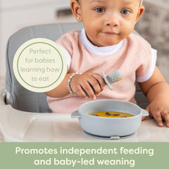 UpwardBaby ergonomic-handle spoon shown for easy grasp by tiny hands