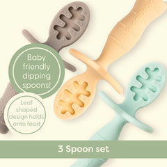 UpwardBaby beige spoon head detail with textured tip for gum stimulation.