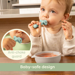 UpwardBaby spoon with textured head encourages sensory development during meals.
