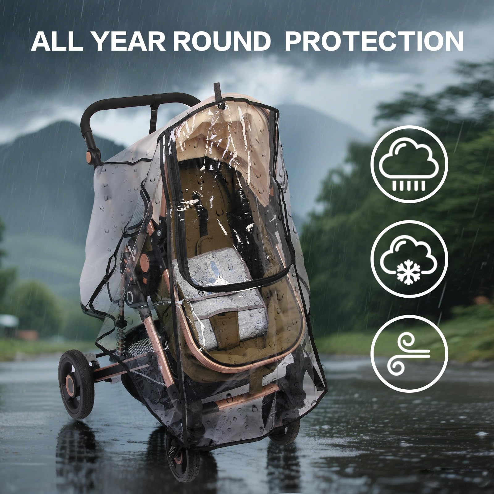 UQBEUQ stroller rain cover weather-protection keeps baby dry in adverse conditions.