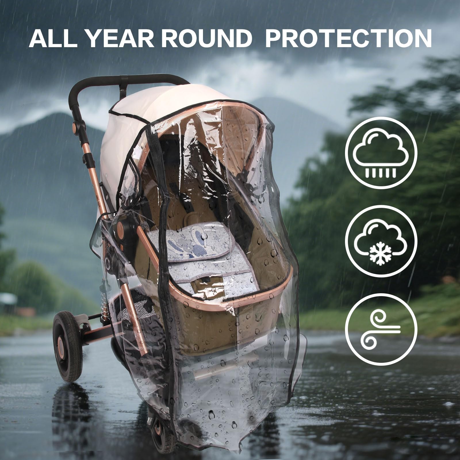 UQBEUQ waterproof zipper ensures quick access to baby.