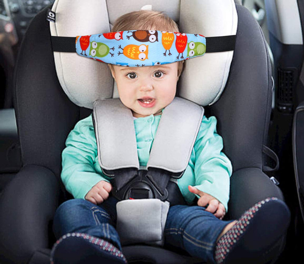 URAQT travel-ready head support shown for car, stroller, and plane use on long journeys.
