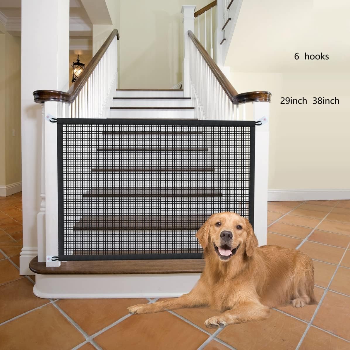 UrbAmerican mesh gate panel forming a doorway barrier for indoor use.