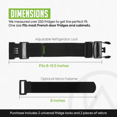 Urban August fridge lock combo dial close-up emphasizes adjustable, reusable access with safety in mind.