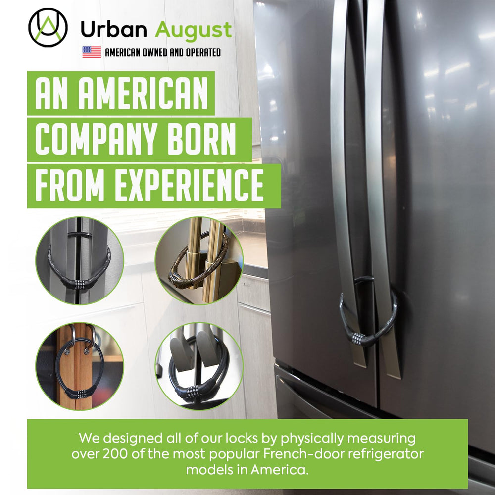 Urban August fridge lock-dimensions-reference illustrates size guidance for handle compatibility.