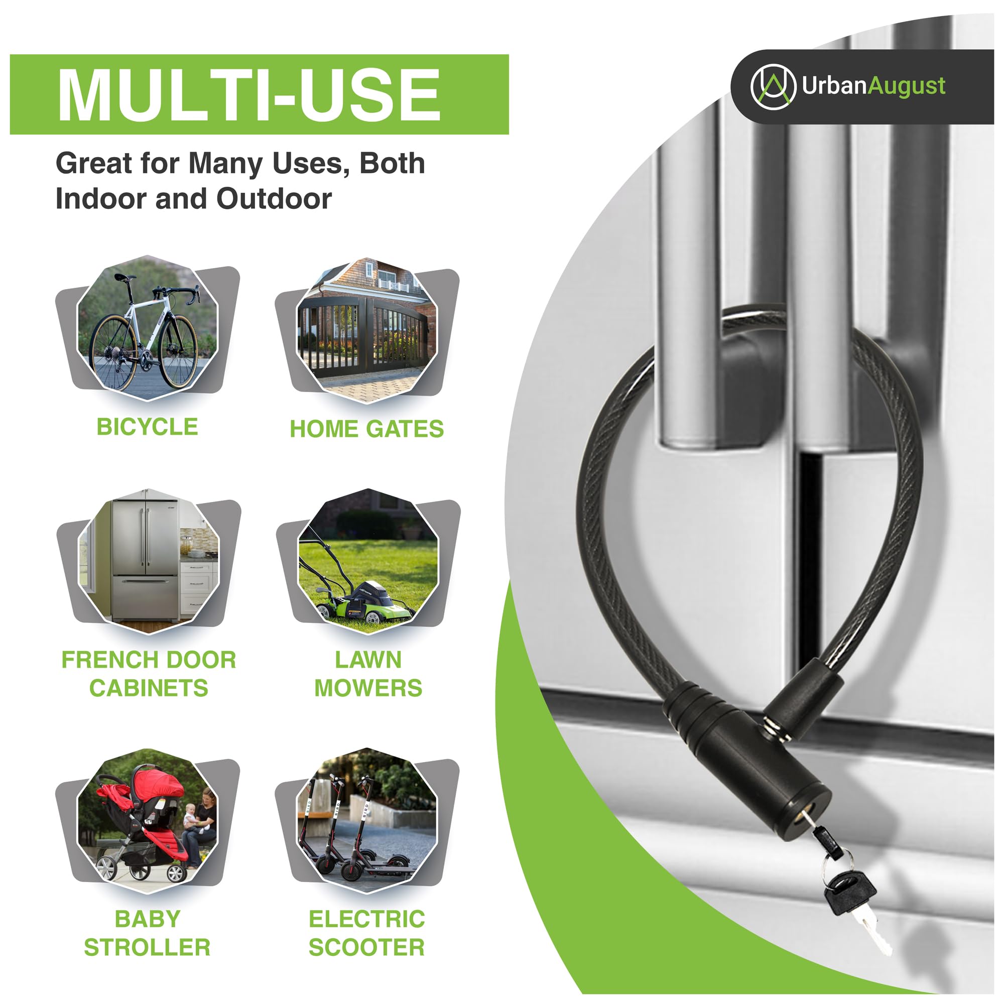 Urban August fridge lock durable-material emphasizes long-lasting kitchen security.