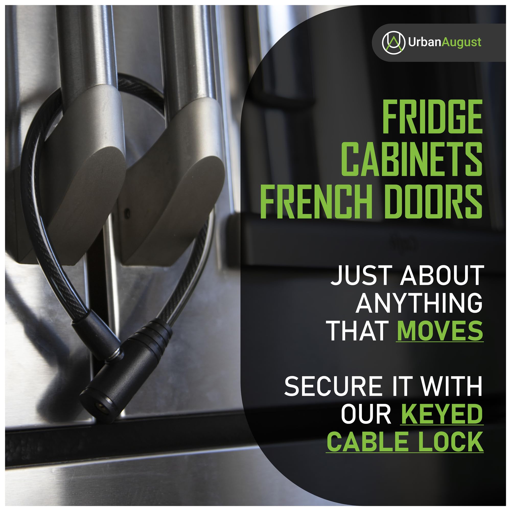 Urban August fridge lock fits French door fridges with standard handles.