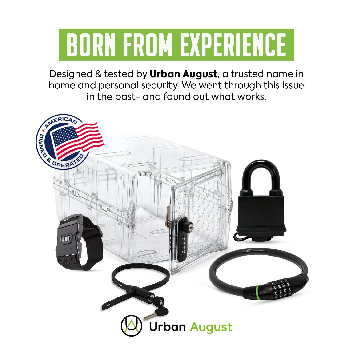 Urban August fridge-lock-in-use demonstrates everyday toddler-proof convenience during meals.