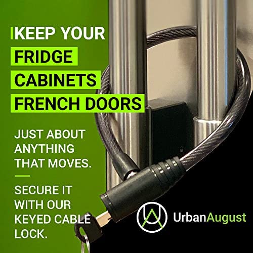 Urban August fridge lock installed on fridge highlights easy installation.