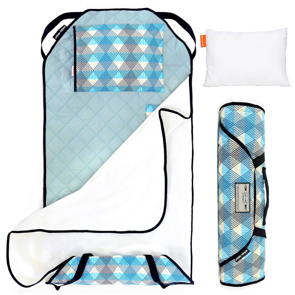 Urban Infant Tot Cot Nap Mat setup shows all-in-one bedding for preschool naps.