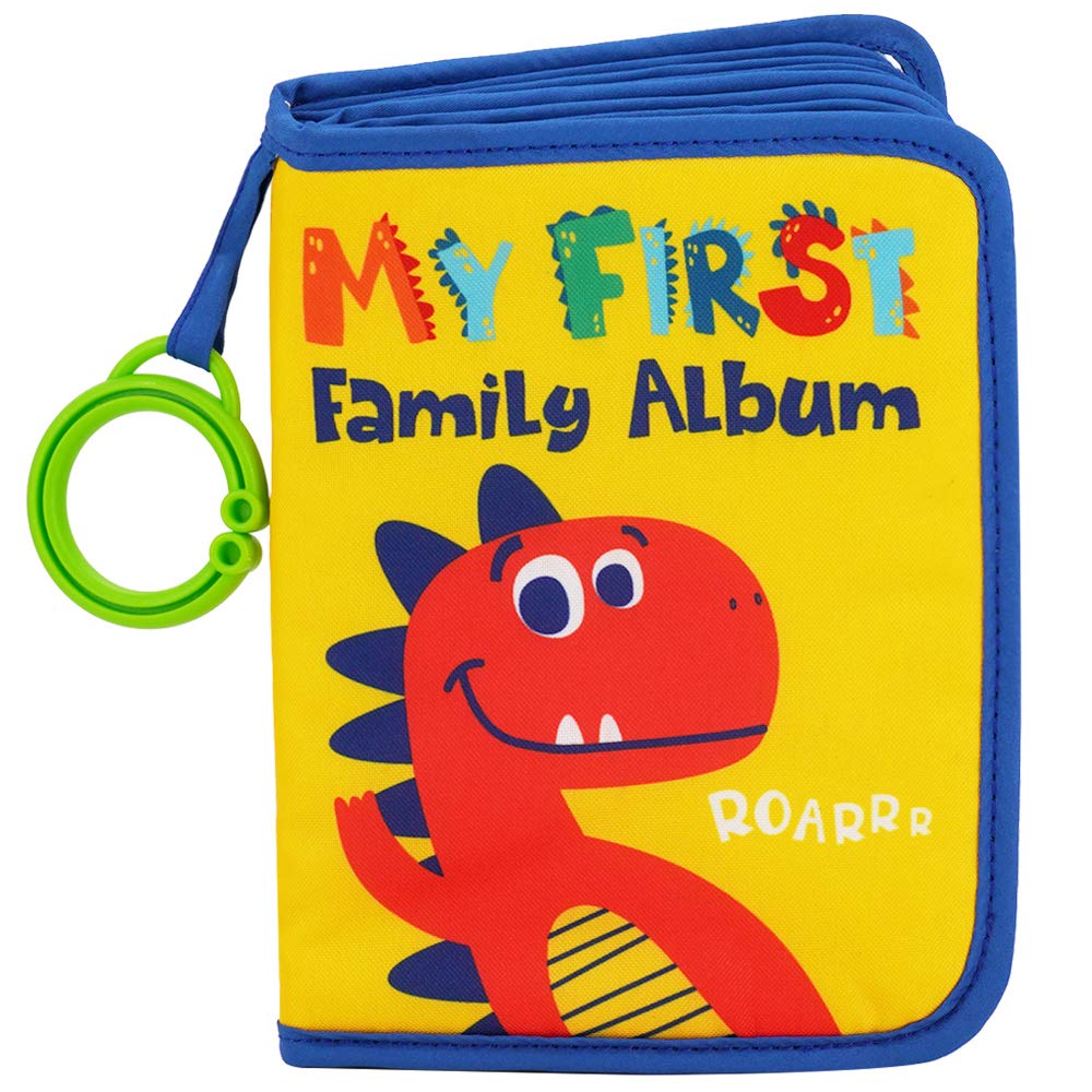 Urban Kiddy Baby's First Family Album front cover showcases inviting, durable fabric design for cherished keepsakes.