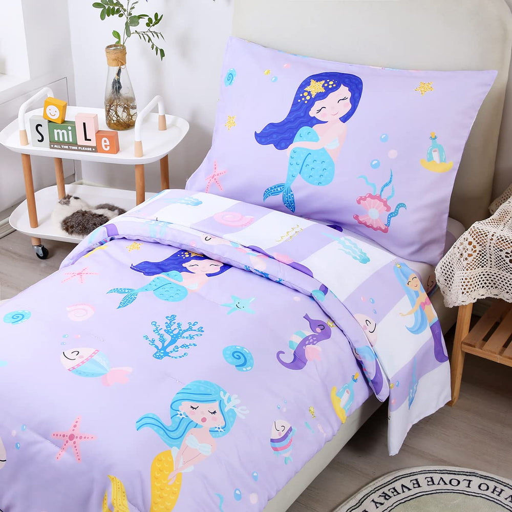 URBONUR mermaid bedding fabric close-up shows breathable microfiber feel.