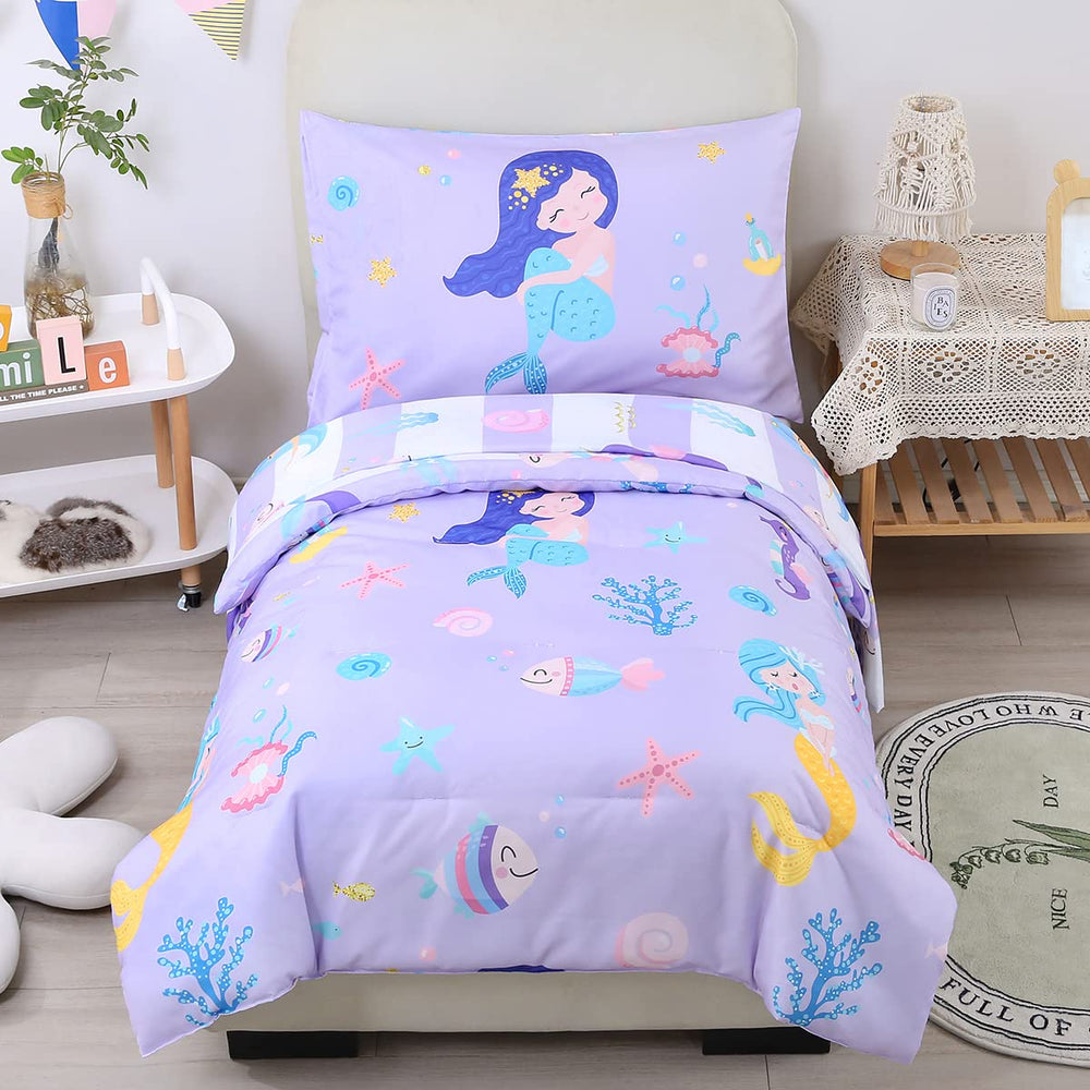 URBONUR mermaid comforter set close-up fabric texture for ultra-soft sleep.