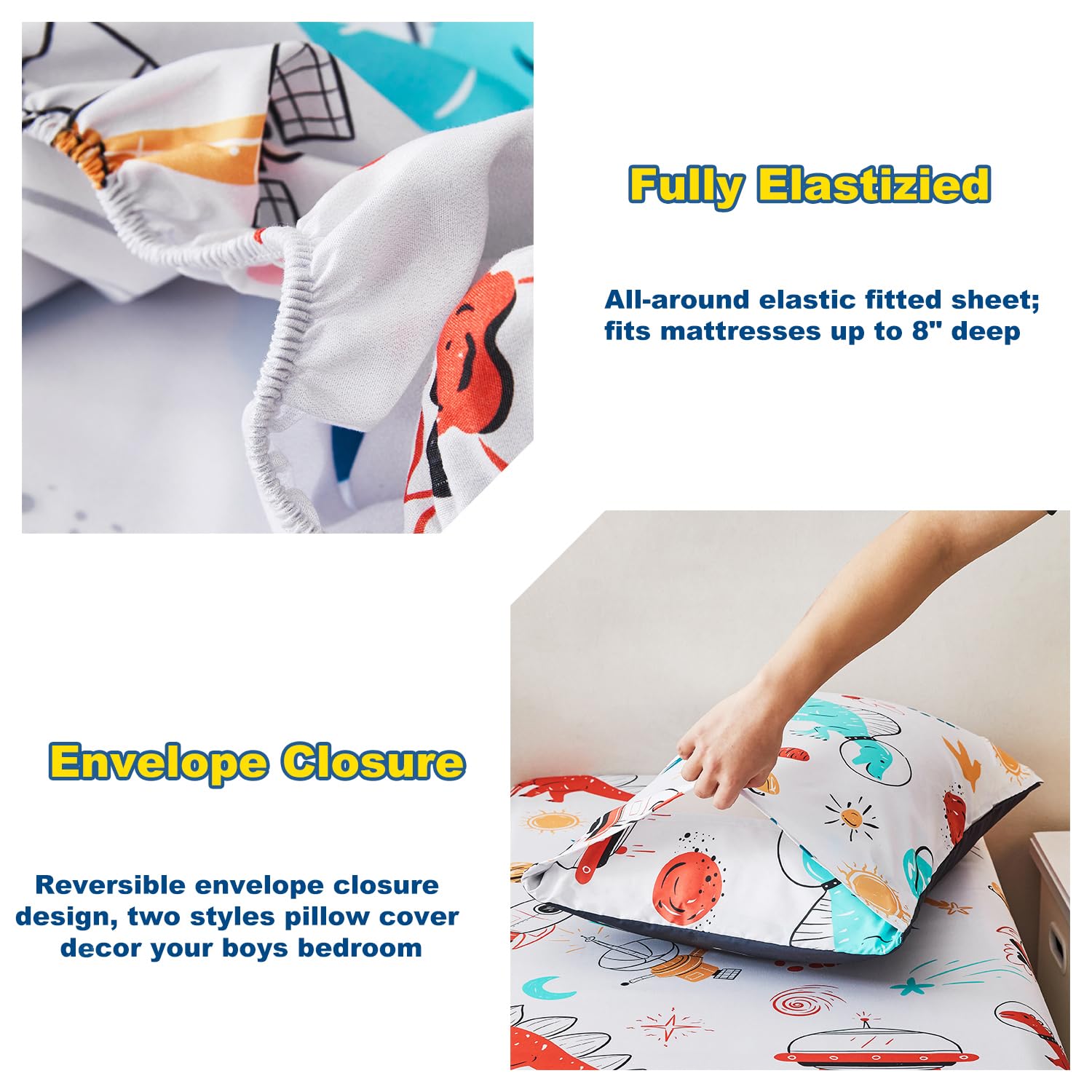 URBONUR reversible pillowcase offers dual patterns for quick room style changes
