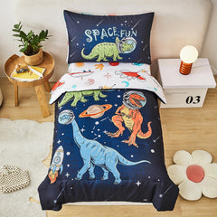URBONUR space dinosaur comforter set close-up shows ultra-soft microfiber texture for cozy sleep