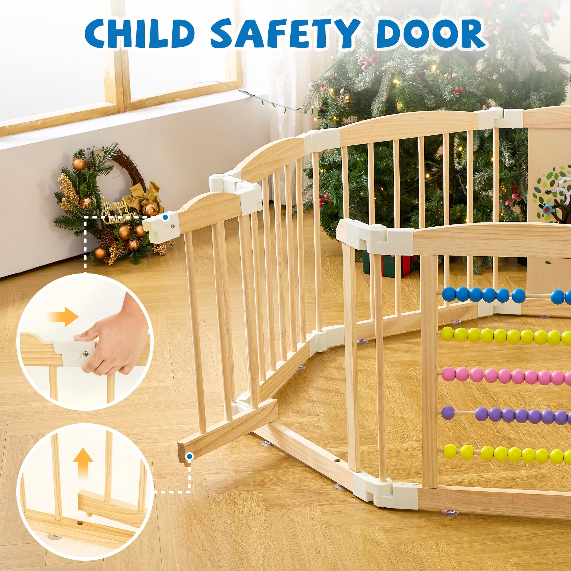 UREDISO foldable playpen for storage, compact design fits small spaces after use