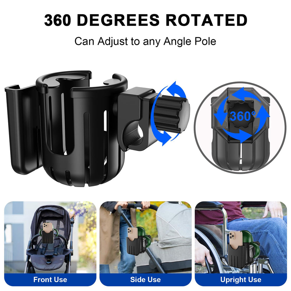 Urge Medical 2-in-1 cup and phone holder on bike for easy access.
