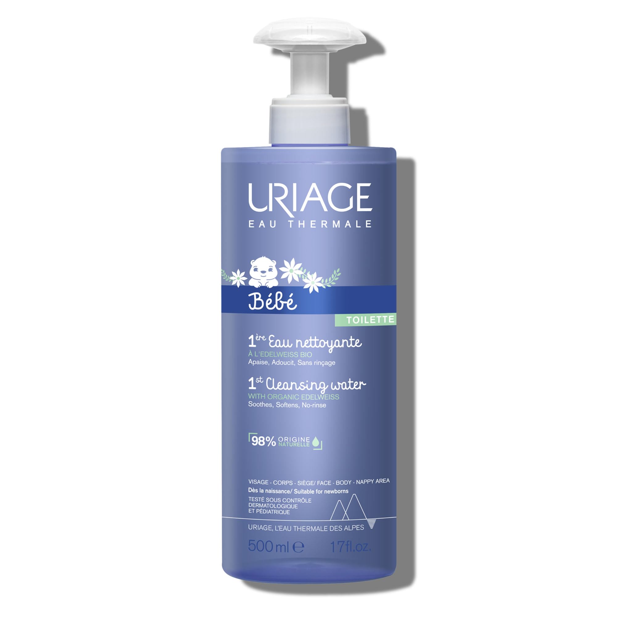 Uriage Baby 1st Cleansing Water bottle for no-rinse cleansing on delicate skin