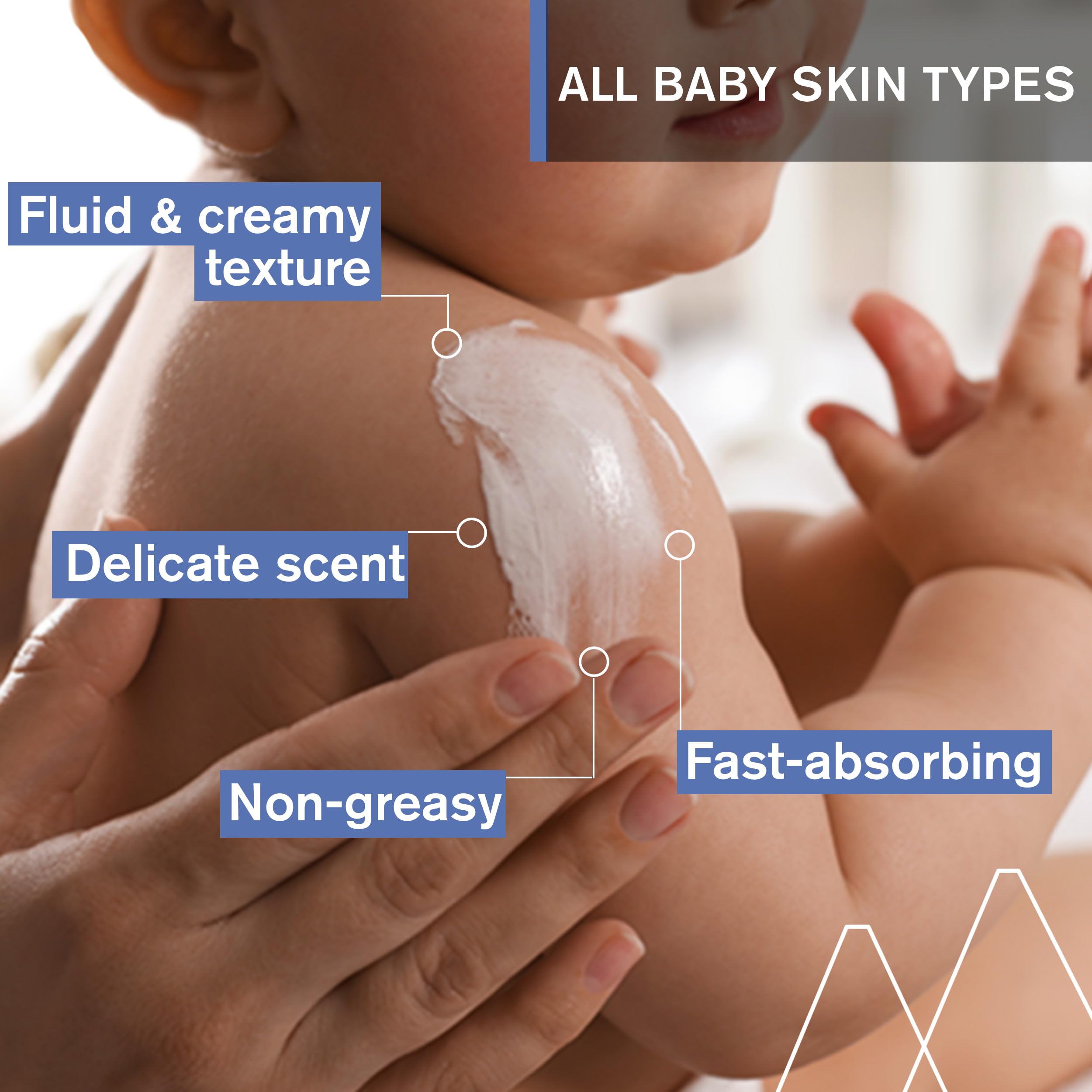 Swatch of Uriage Baby Cream on delicate newborn skin.