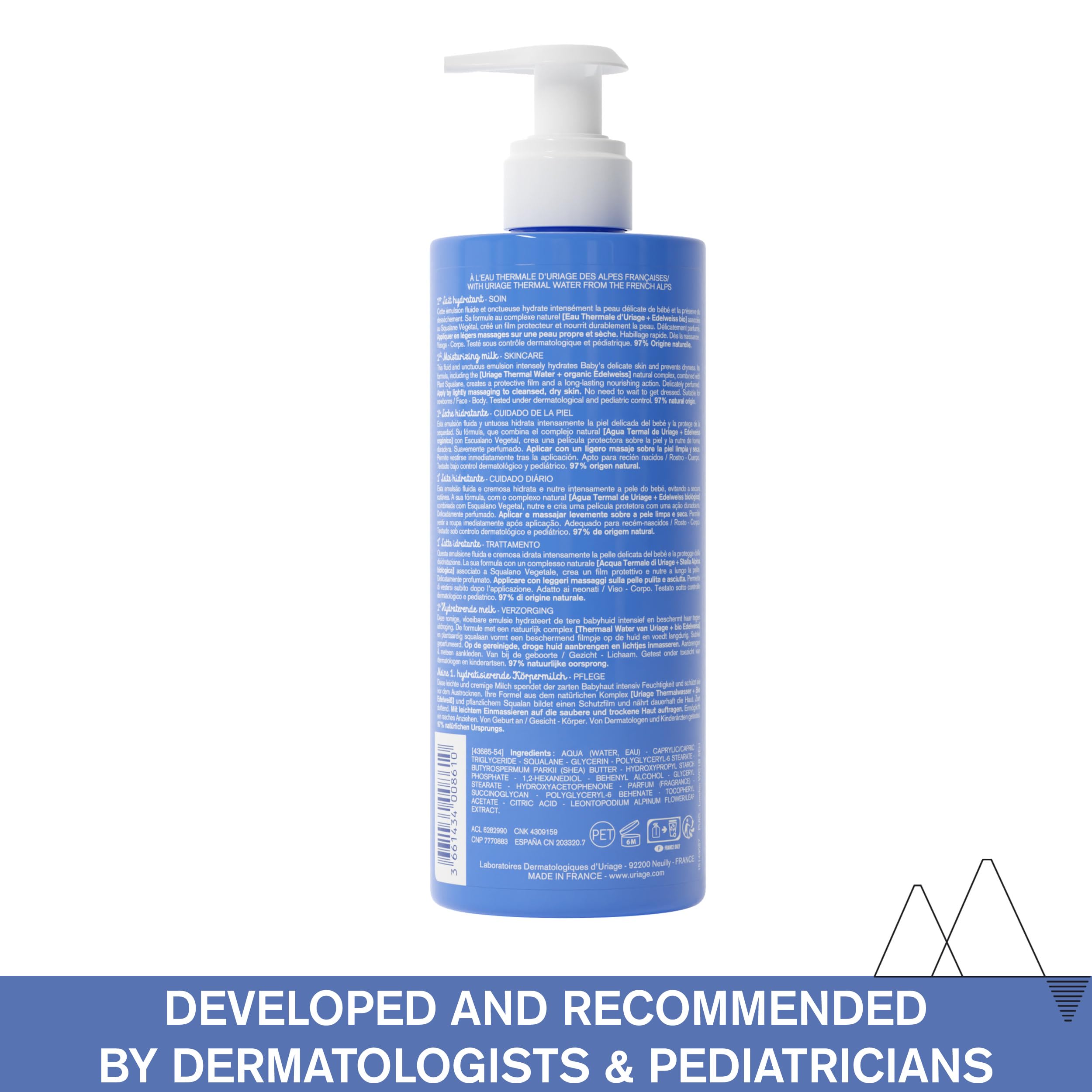 Packaging side view of Uriage Baby Cream with Edelweiss and Shea Butter.
