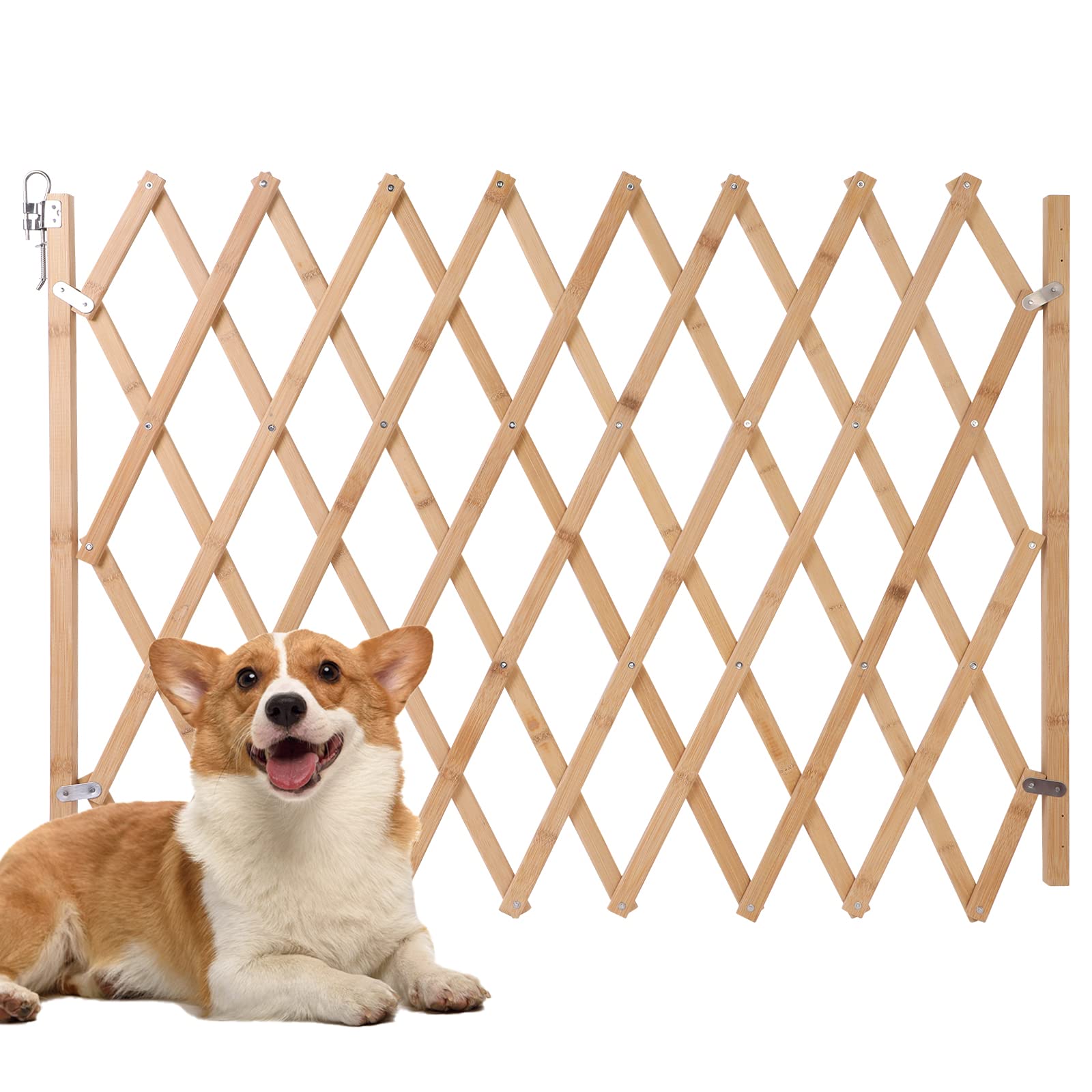 URIJK expandable accordion dog gate closed position blocks access