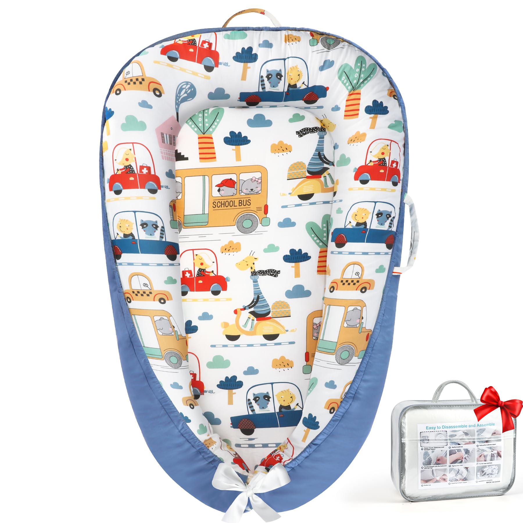 URMYWO baby lounger with 360° surround protection and soft bumper.