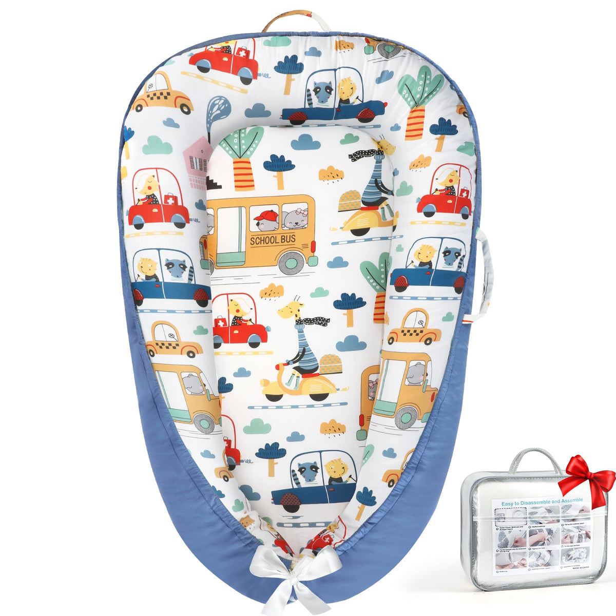 URMYWO baby lounger with 360° surround protection and soft bumper.