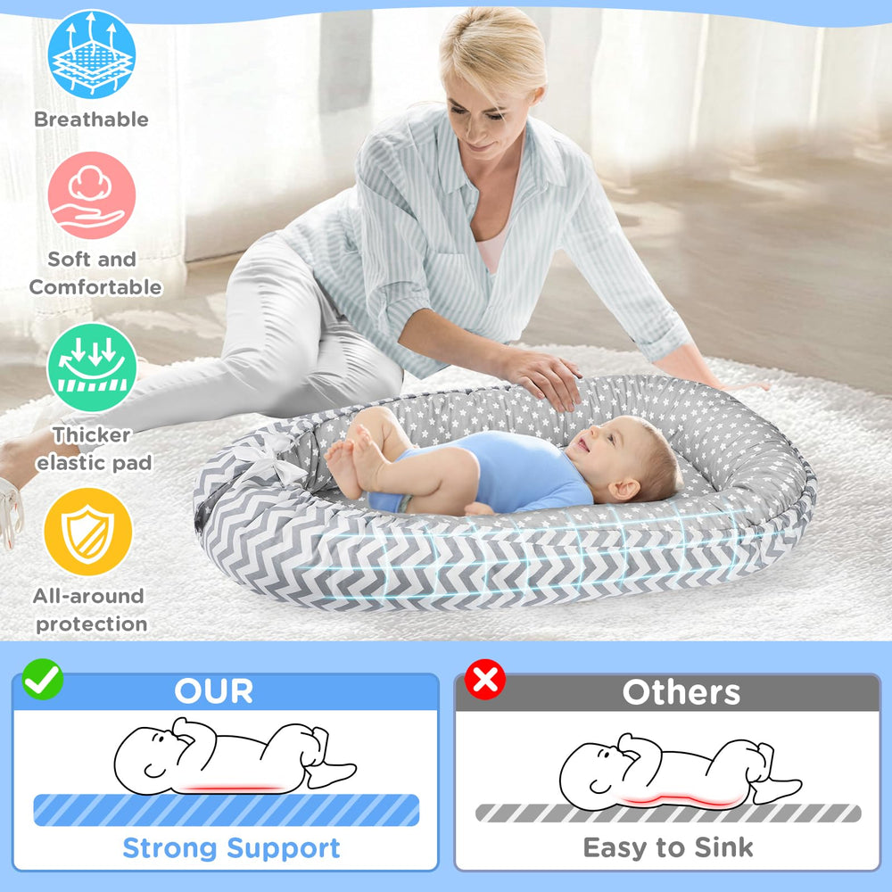 URMYWO Baby Lounger change-table-capability provides a convenient surface for changes