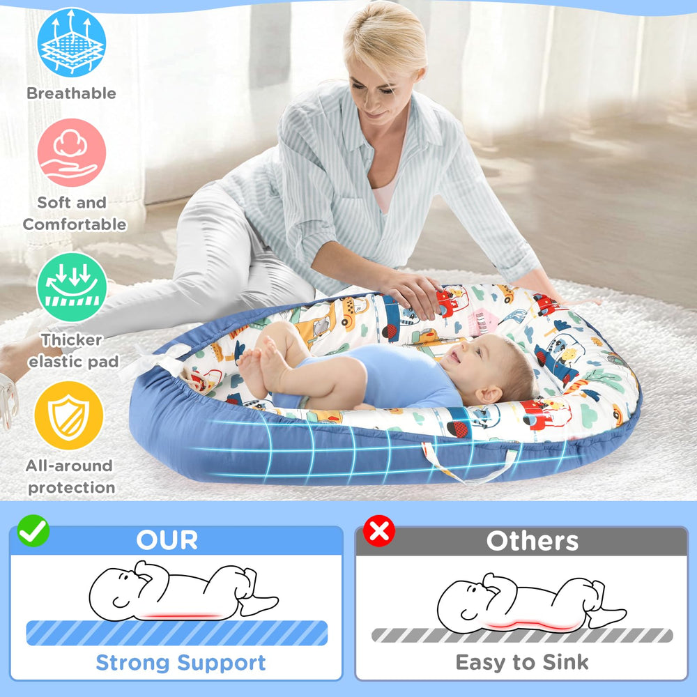 URMYWO baby lounger provides a safe changing surface alternative.