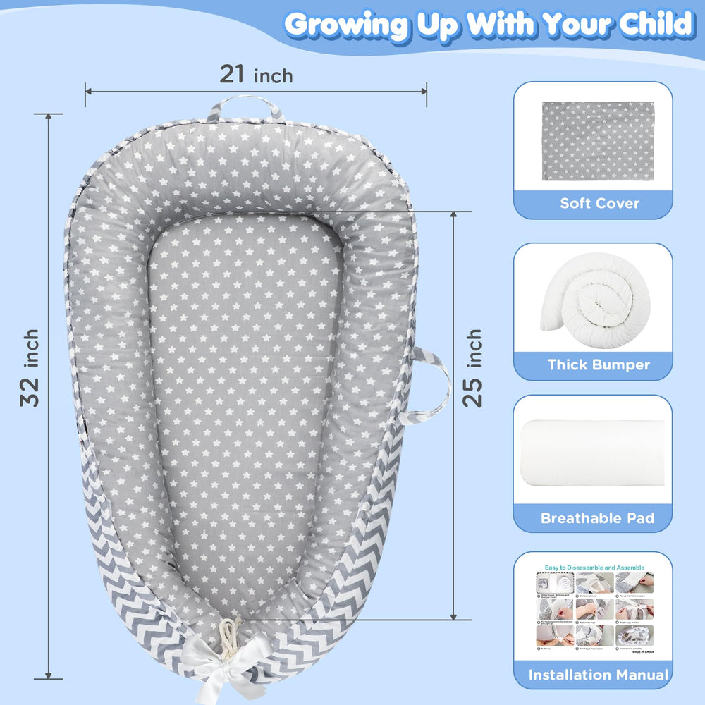 URMYWO Baby Lounger double-sided-pattern offers varied looks for playtime