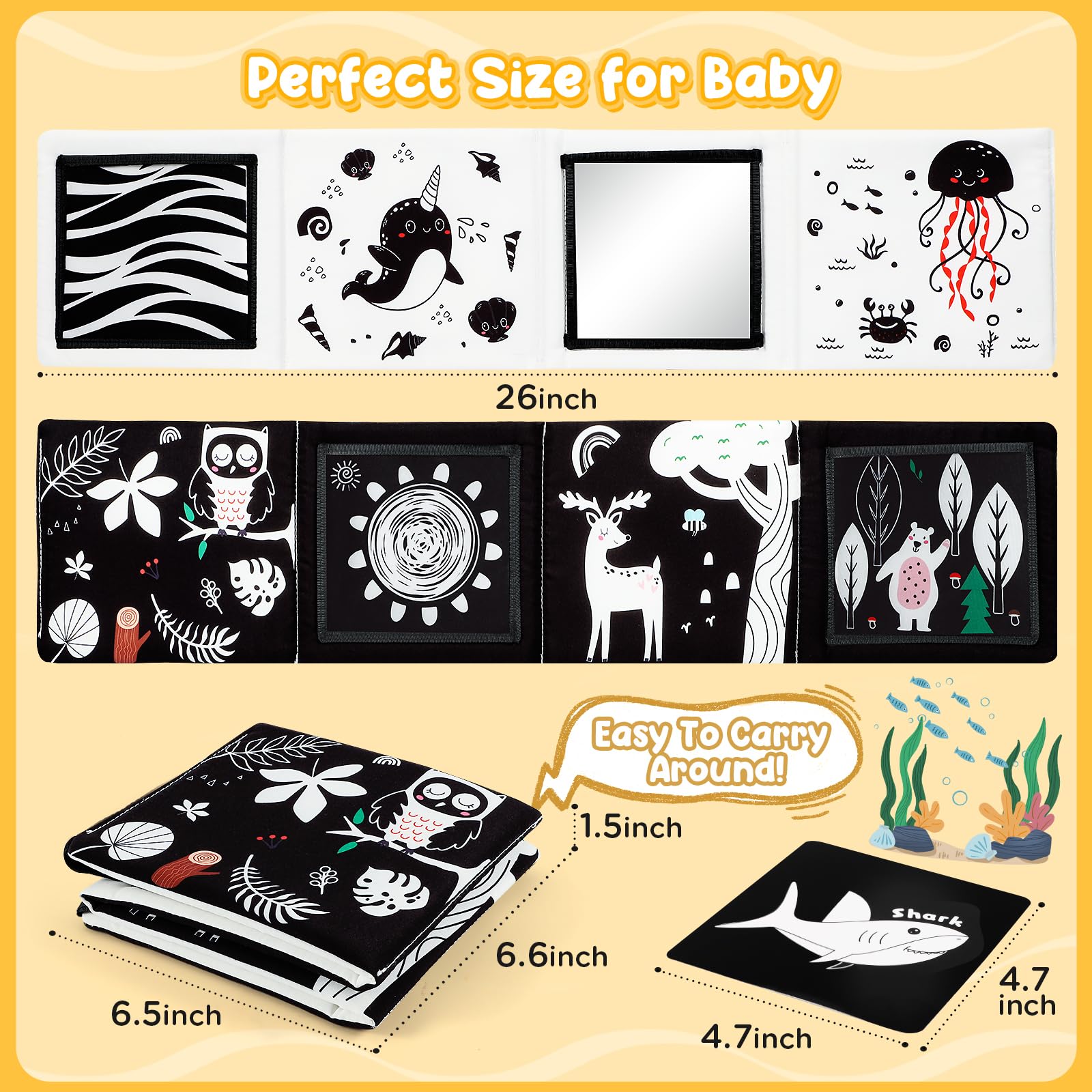 URMYWO baby-safe mirror provides reflective stimulation for self-discovery moments.