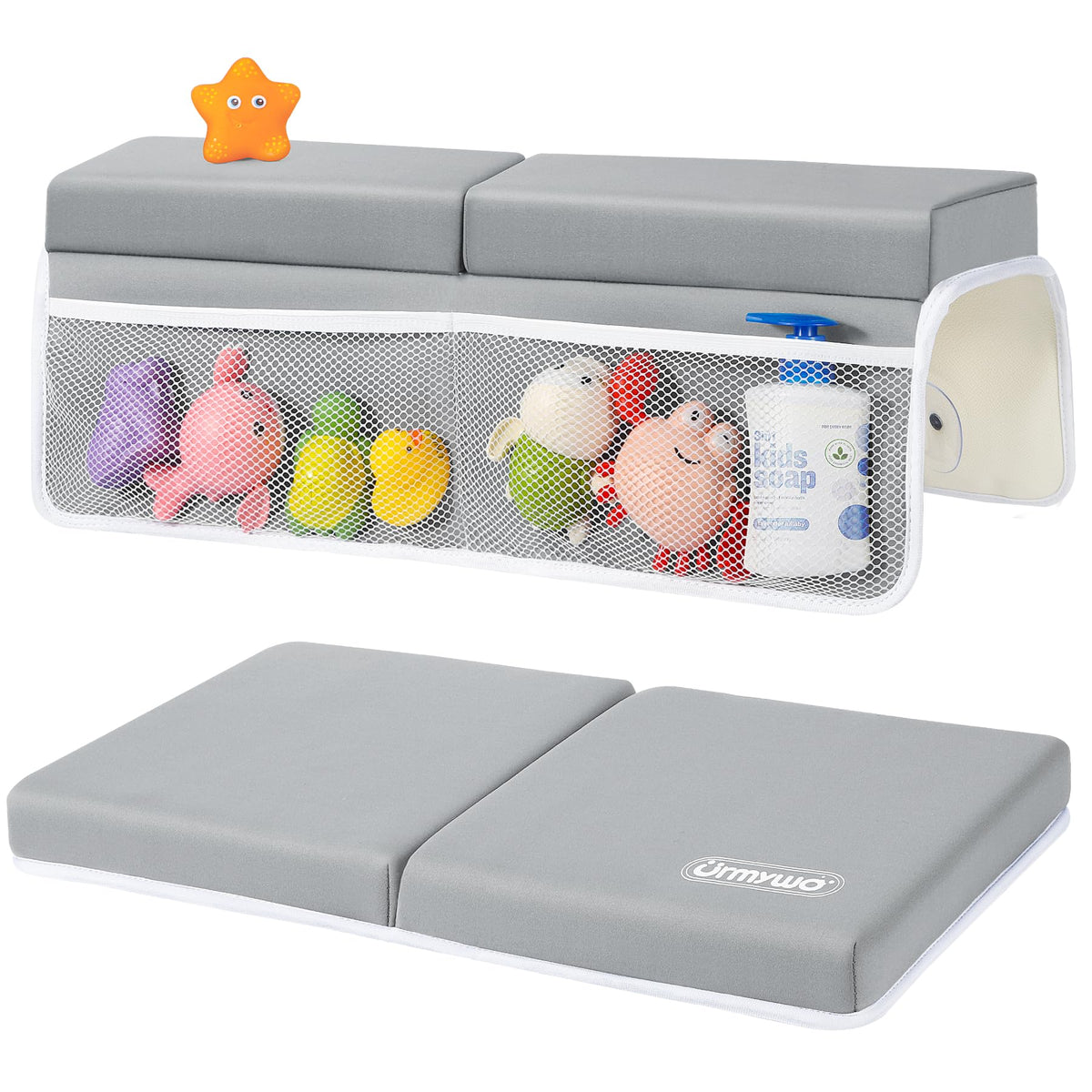 URMYWO bath kneeler front view highlights 1.5 inch thick padding for knee comfort during bath time.