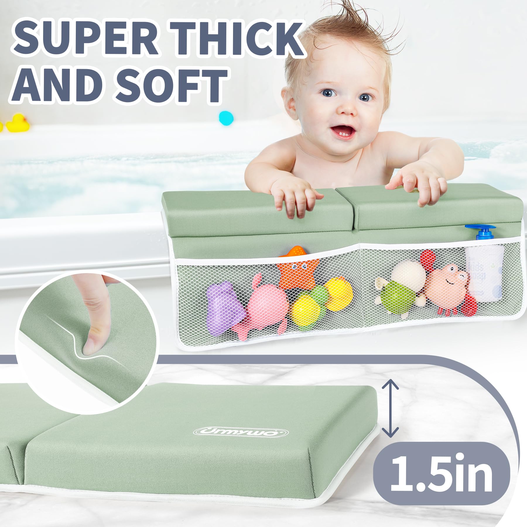 URMYWO kneeler with six anti-slip suction cups stabilizes tub surfaces