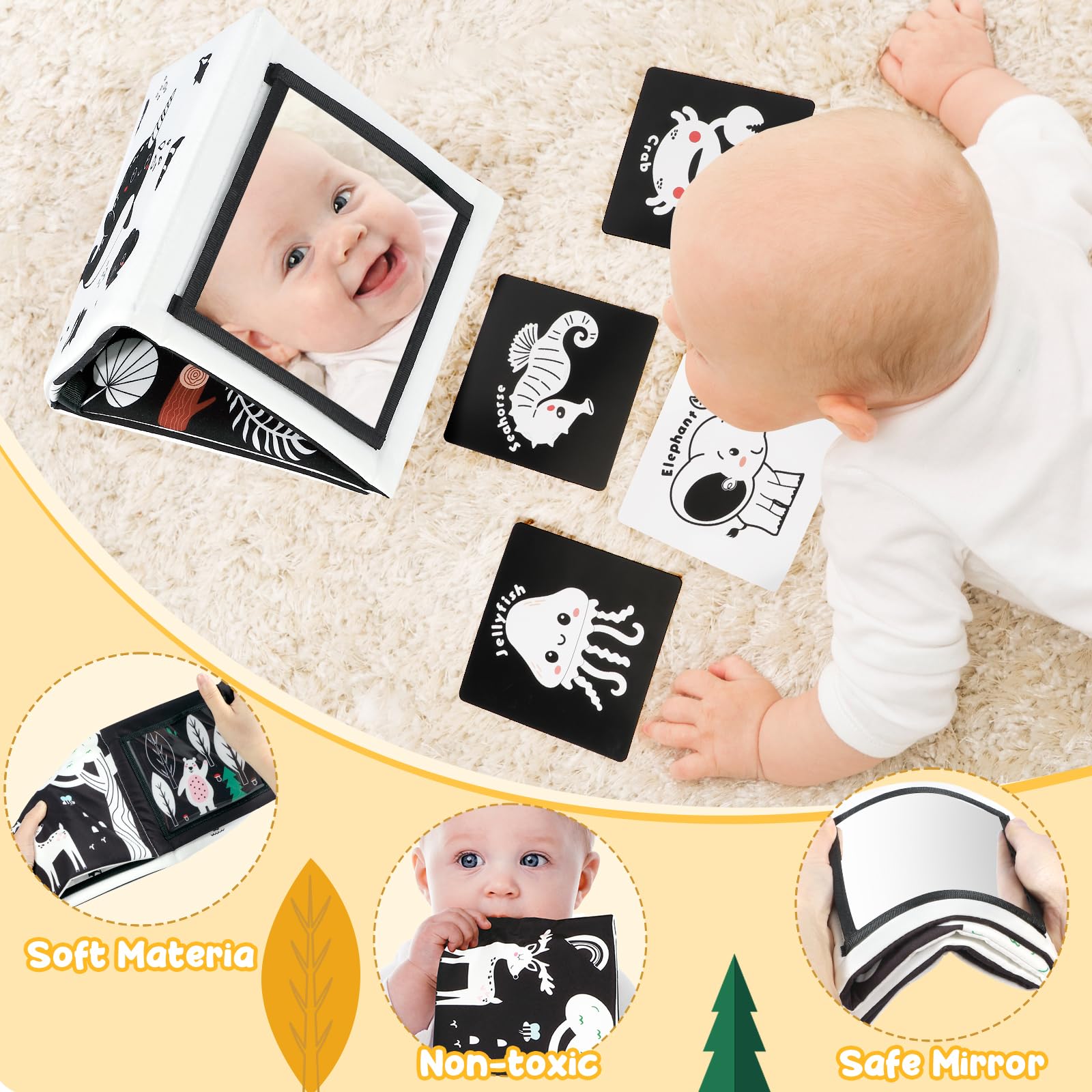 URMYWO velcro strap attachment keeps toys secured to crib or stroller.