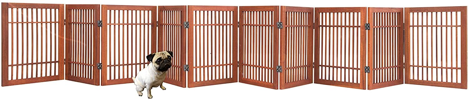 Urnporium acacia-hardwood gate folded for compact storage.