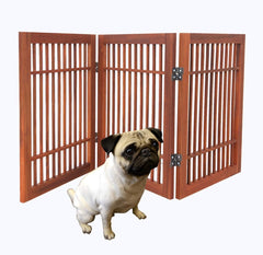 Urnporium acacia wood gate folded compactly for storage after playtime.