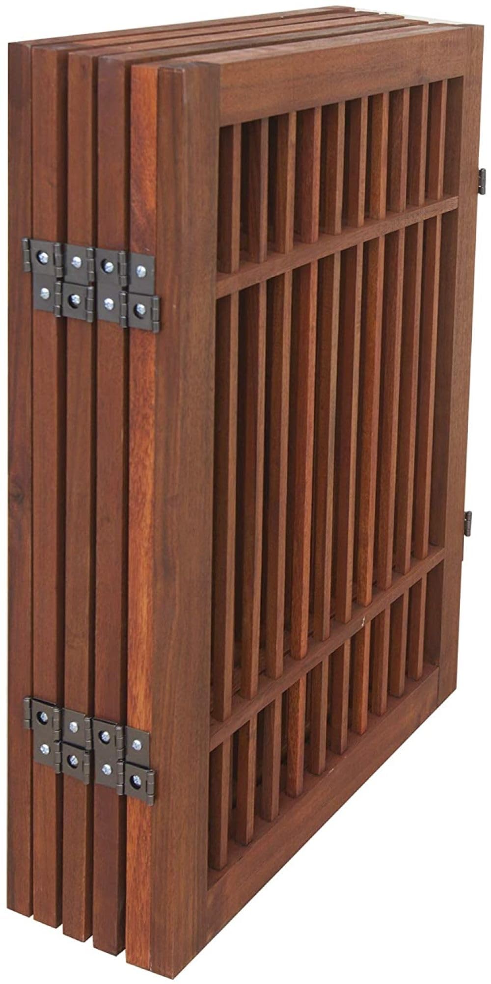 Urnporium freestanding gate in zigzag setup guarding stairs and hallways.