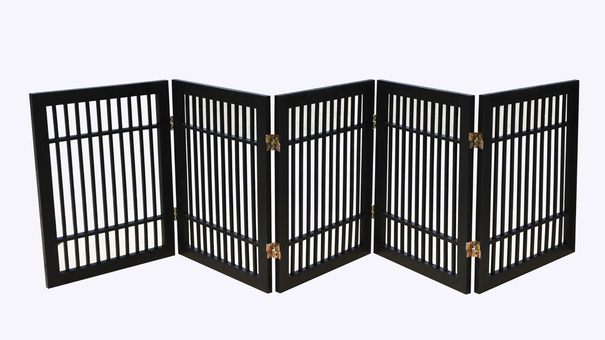 Urnporium pet gate with 2-way hinges provides flexible room separation