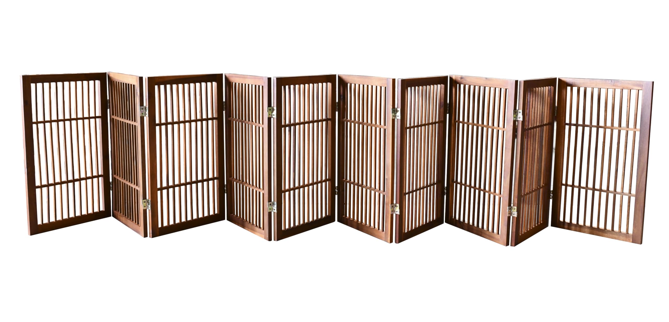 Urnporium pet gate with 2 way hinges for flexible room configuration.