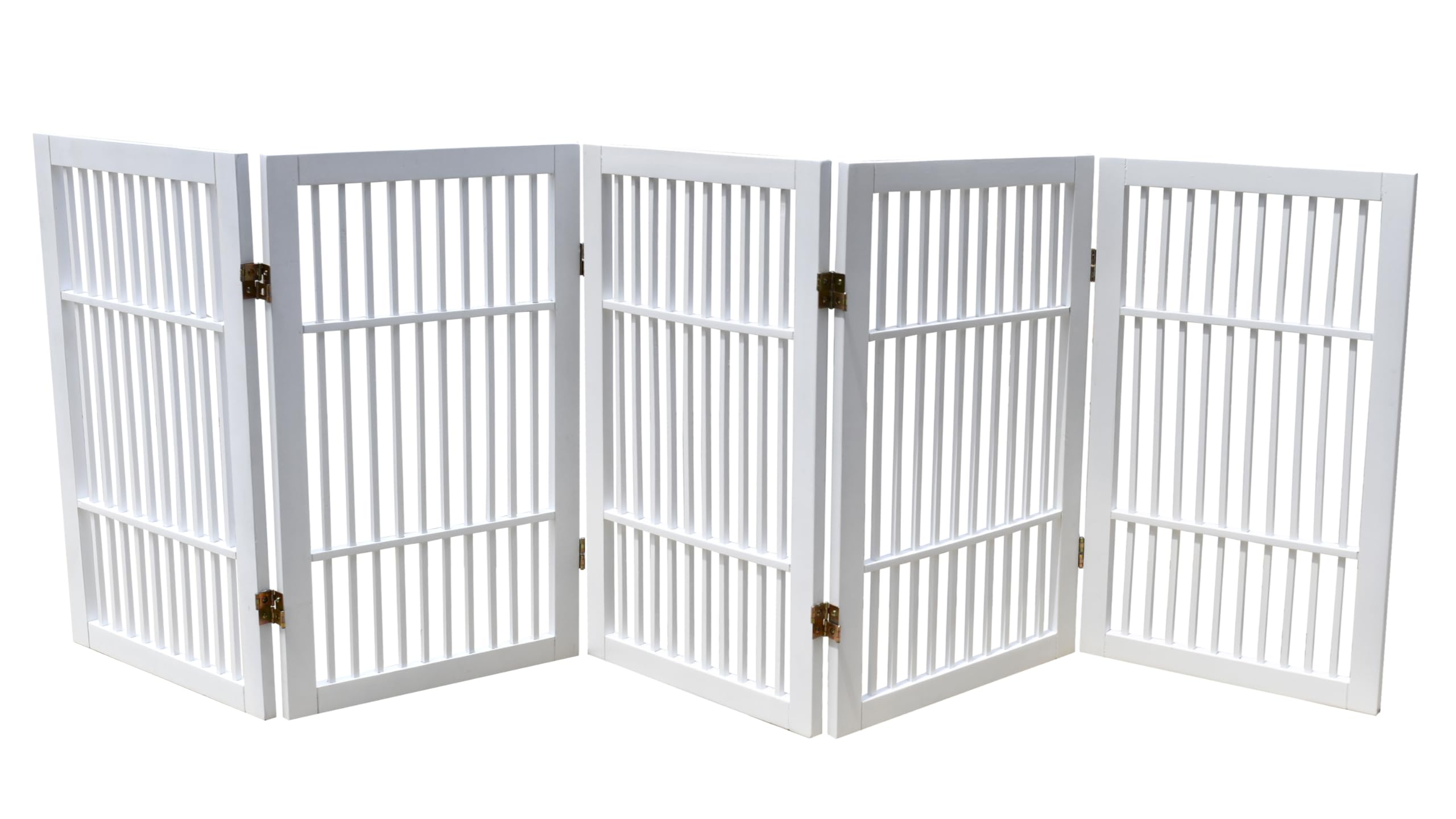 Urnporium pet gate in acacia wood fully assembled for hallway barrier use