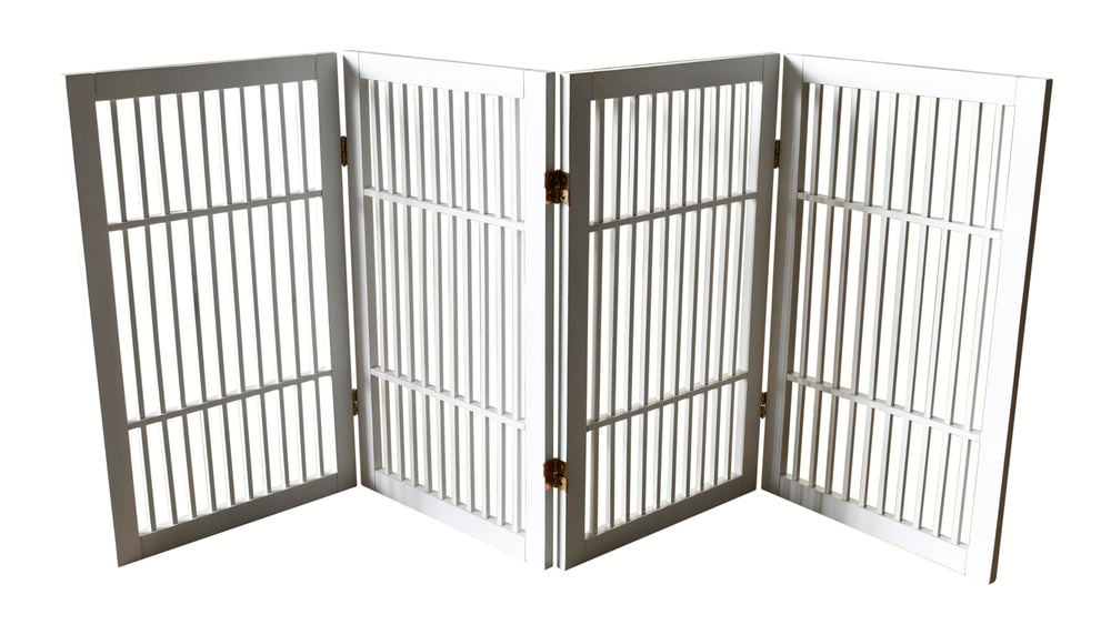 Urnporium pet gate acacia wood fully assembled showcases natural durability.