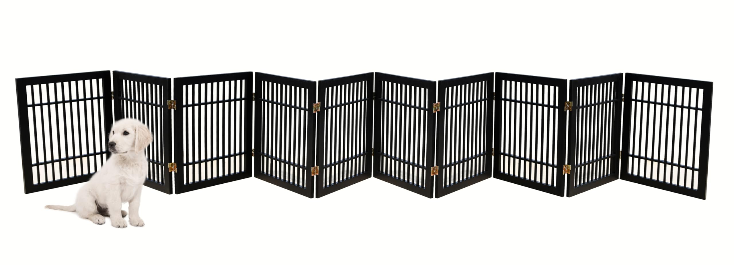 Urnporium pet gate folded for compact storage after use